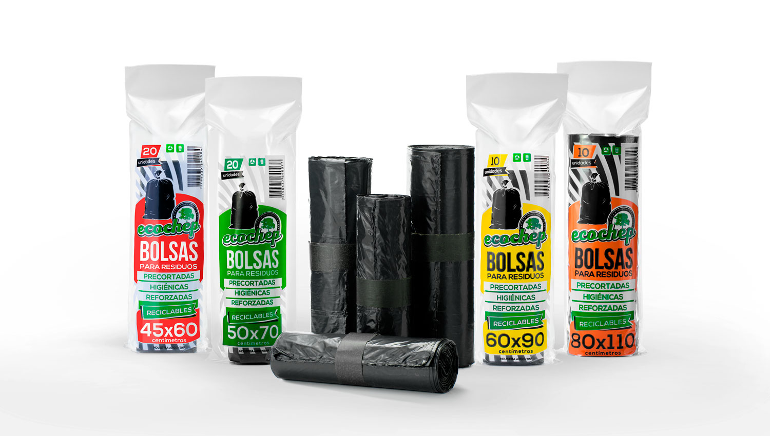 Ecochep Argentina - Bolsas para residuos en rollos negras.